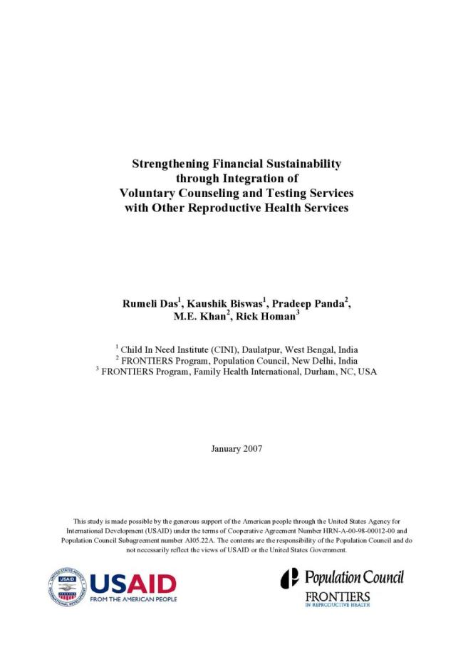 Strengthening Financial Sustainability through Integration of Voluntary Counseling and Testing Services with Other Reproductive Health Services