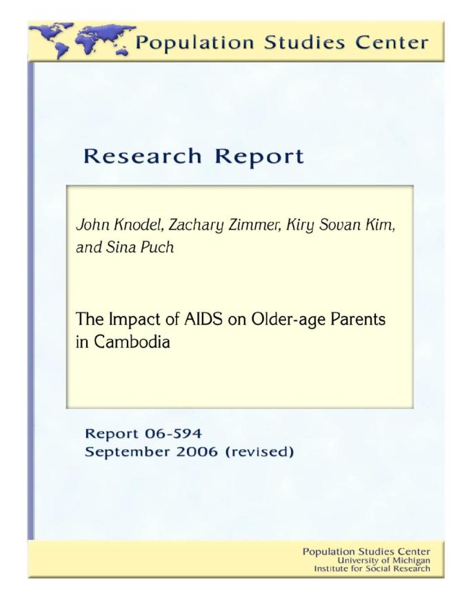 The Impact of AIDS on Older-Age Parents in Cambodia