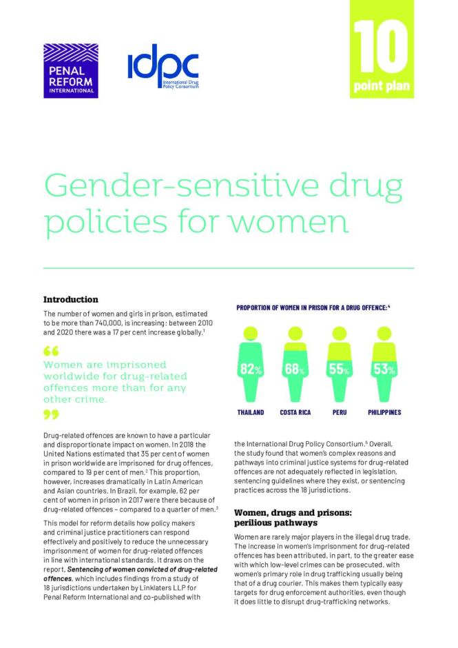 10-point Plan: Gender-sensitive Drug Policies for Women