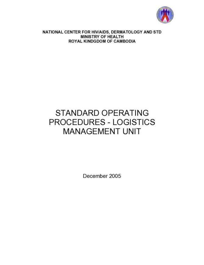 Standard Operating Procedures: Logistics Management Unit