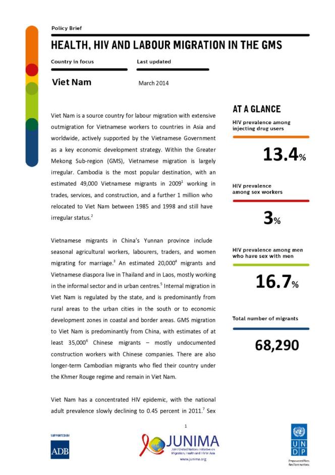 Viet Nam Policy Brief: Health, HIV and Labour Migration in the GMS