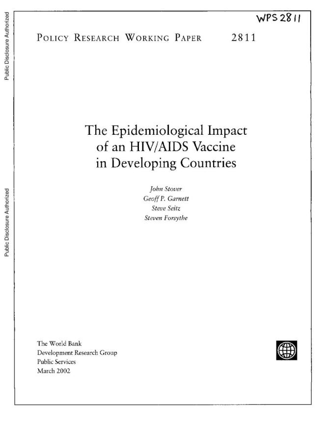 The Epidemiological Impact of an HIV/AIDS Vaccine in Developing Countries