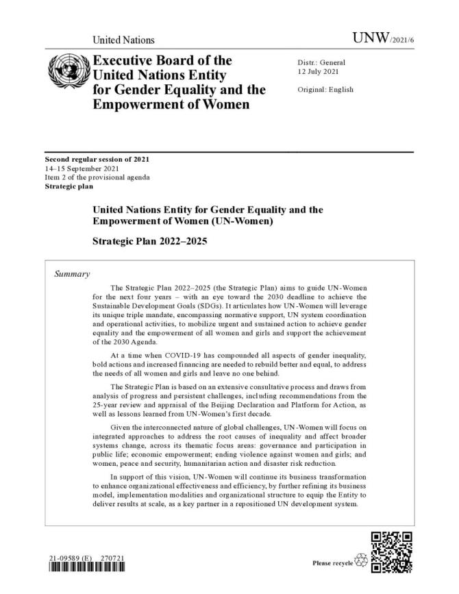 UN Women Strategic Plan 2022–2025