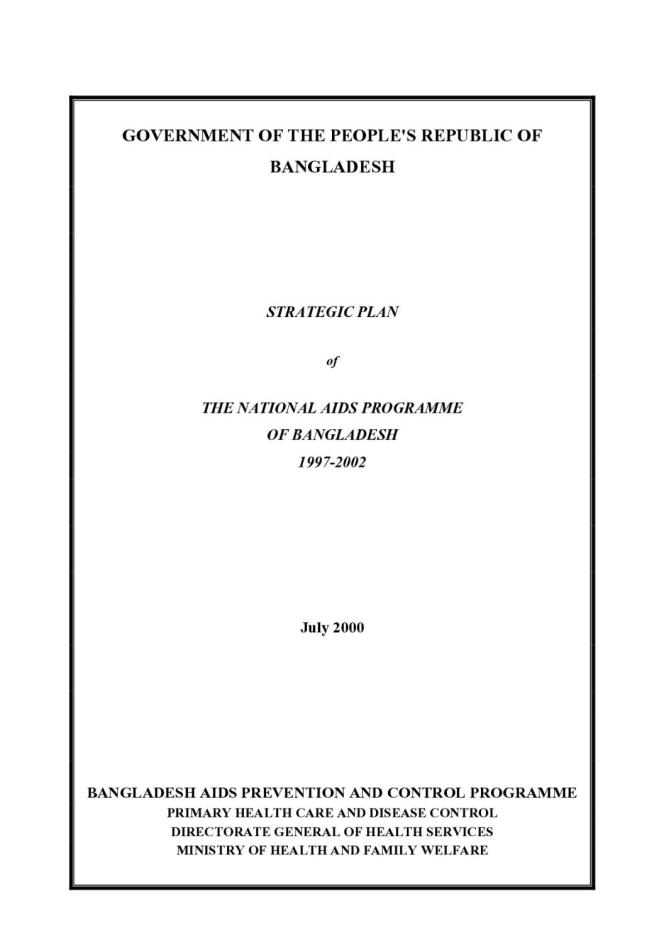 Strategic Plan of National AIDS Programme of Bangladesh (1997-2002)
