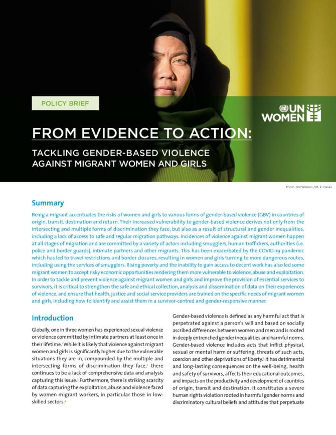 From Evidence to Action: Tackling Gender-based Violence against Migrant Women and Girls
