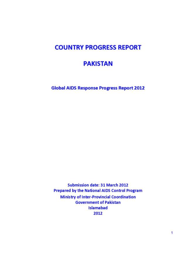 Pakistan Global AIDS Response Progress Report 2012