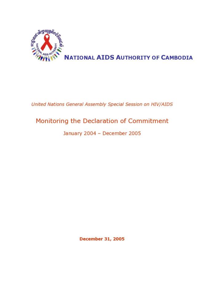 Cambodia: UNGASS 2005 Country Progress Report (January 2004-December 2005)