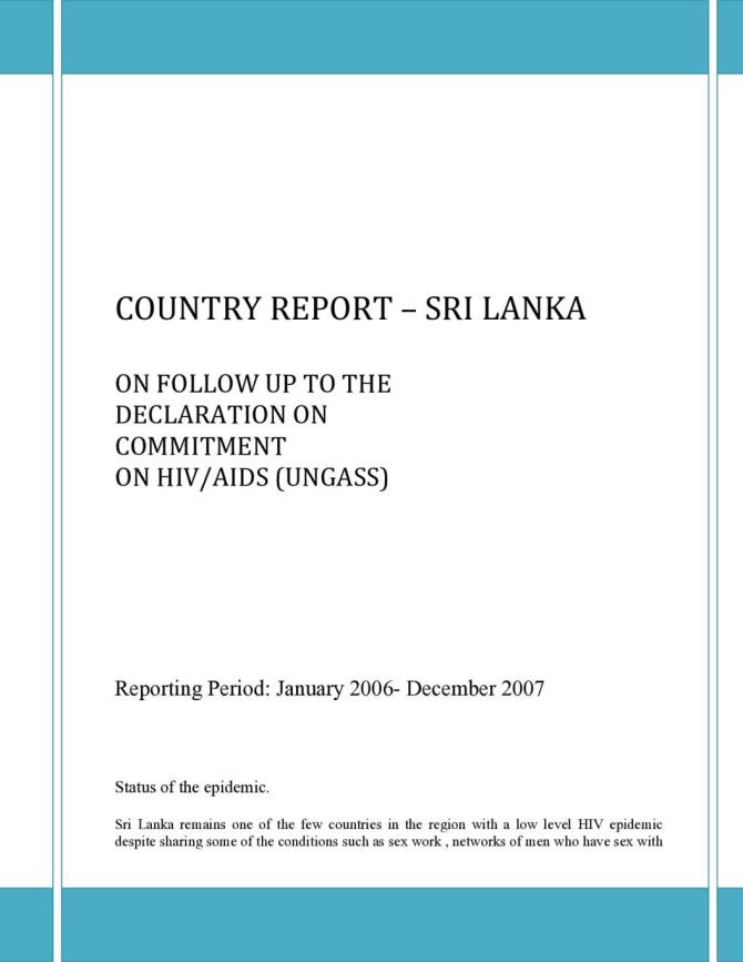 Sri Lanka: UNGASS 2008 Country Progress Report (January 2006-December 2007)