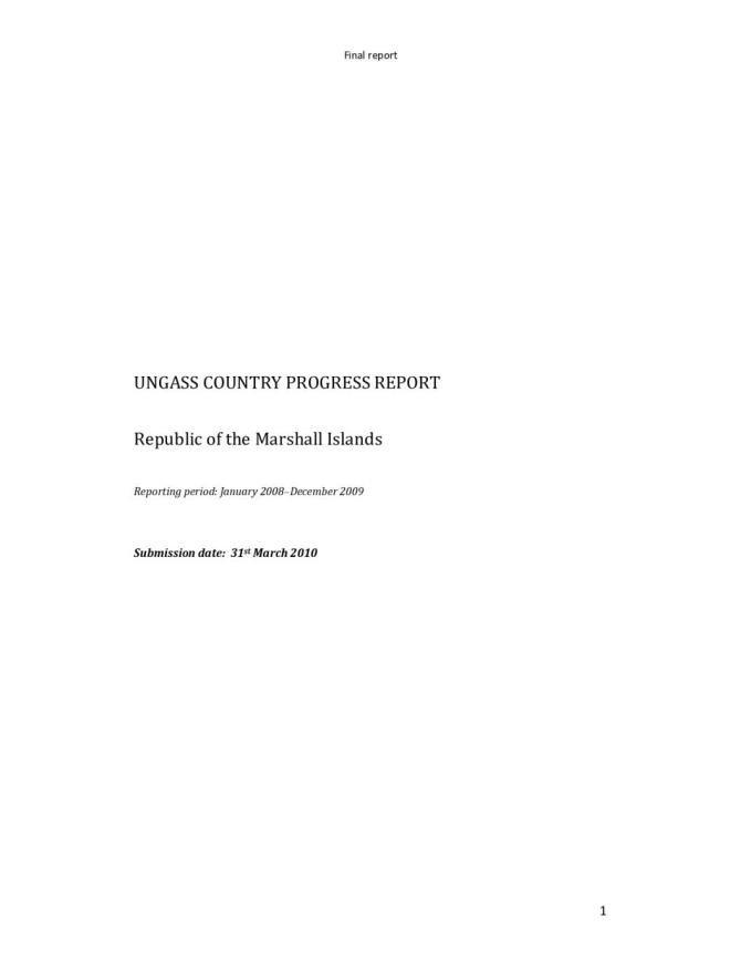 Marshall Islands: UNGASS 2010 Country Progress Report (January 2008-December 2009)