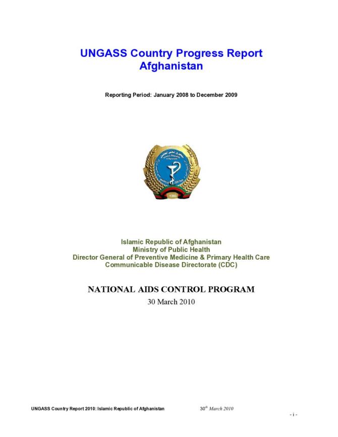 Afghanistan: UNGASS 2010 Country Progress Report (January 2008-December 2009)