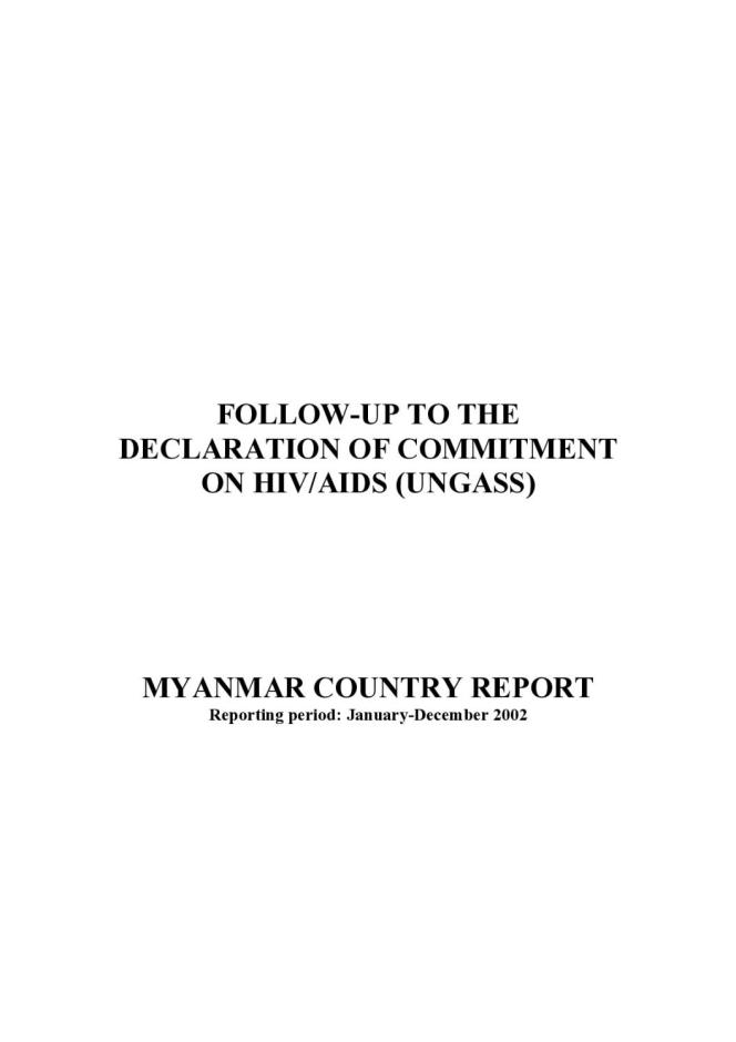 Myanmar: UNGASS 2003 Country Progress Report (January-December 2002)