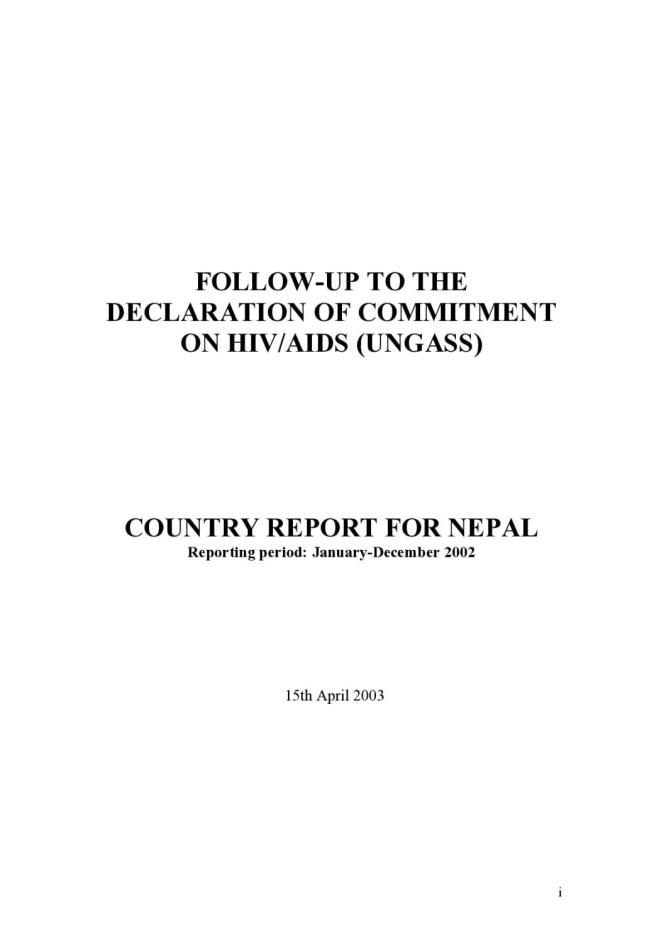 Nepal: UNGASS 2003 Country Progress Report (January-December 2002)