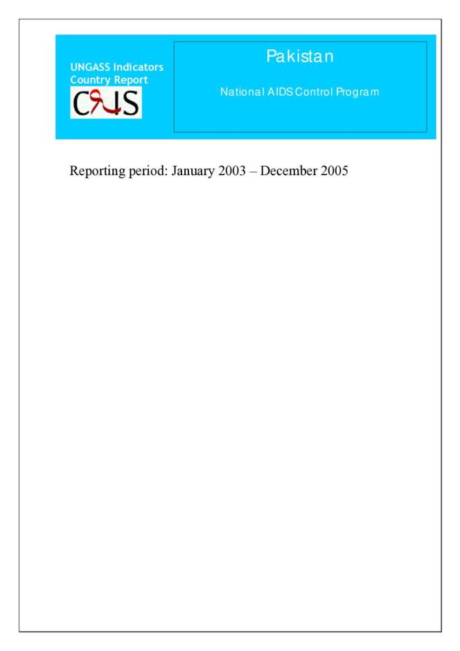 Pakistan: UNGASS 2006 Country Progress Report (January 2008-December 2009)