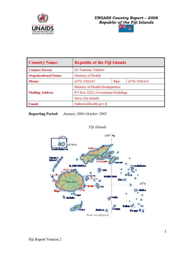 Fiji: UNGASS 2006 Country Progress Report (January 2003-December 2005)
