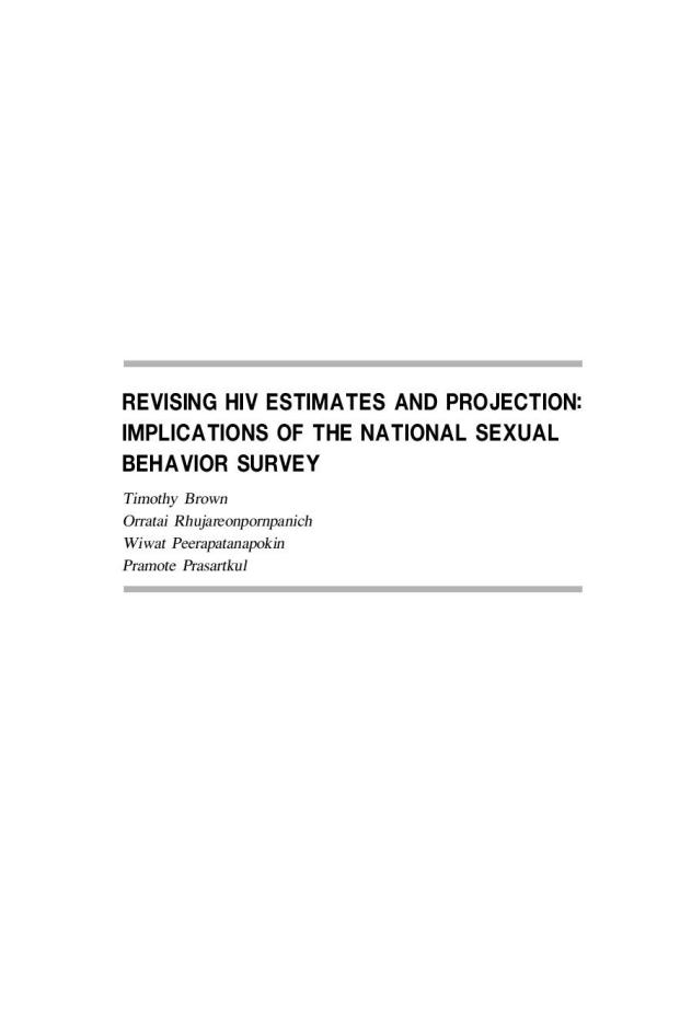 Revising HIV Estimates and Projection: Implications of the National Sexual Behavior Survey