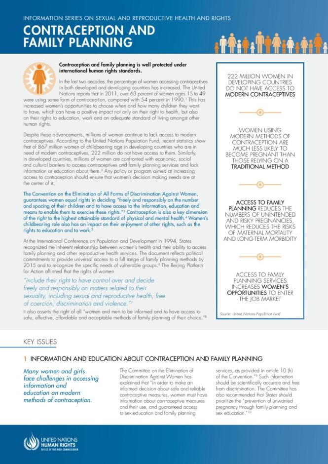 Information Series on Sexual and Reproductive Health and Rights: Contraception and Family Planning
