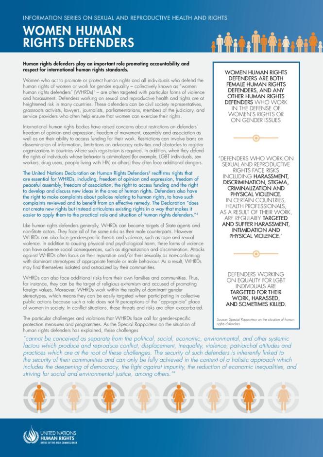 Information Series on Sexual and Reproductive Health and Rights: Women Human Rights Defenders