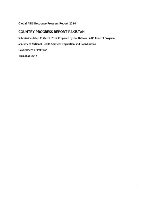 Pakistan Global AIDS Response Progress Report 2014