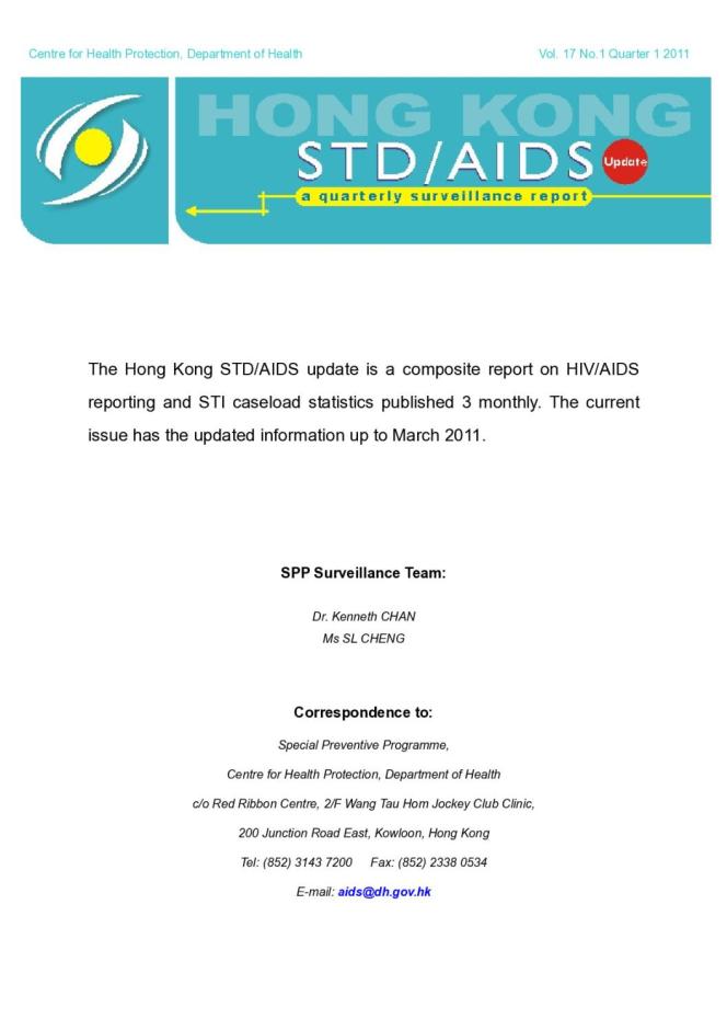 Hong Kong STD/AIDS Update Vol.17 No.1, Quarter 1 - 2011