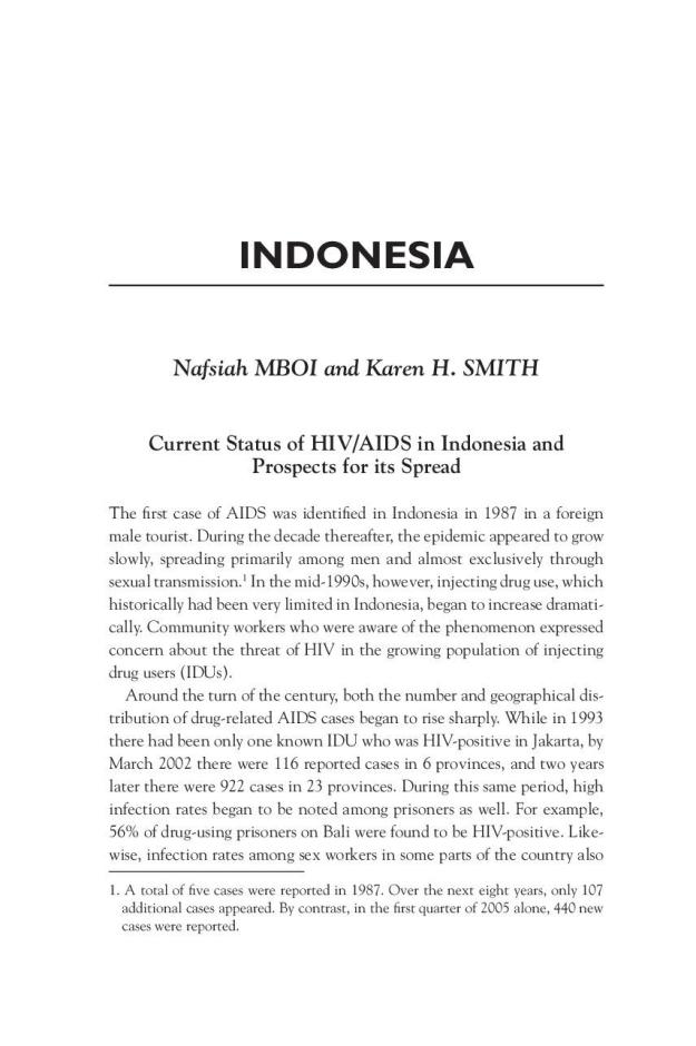 Current Status of HIV/AIDS in Indonesia and Prospects for its Spread