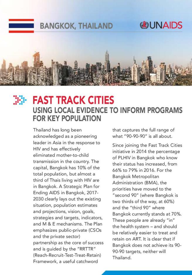 FAST TRACK CITIES (BANGKOK, THAILAND): Using local evidence to inform programs for key population