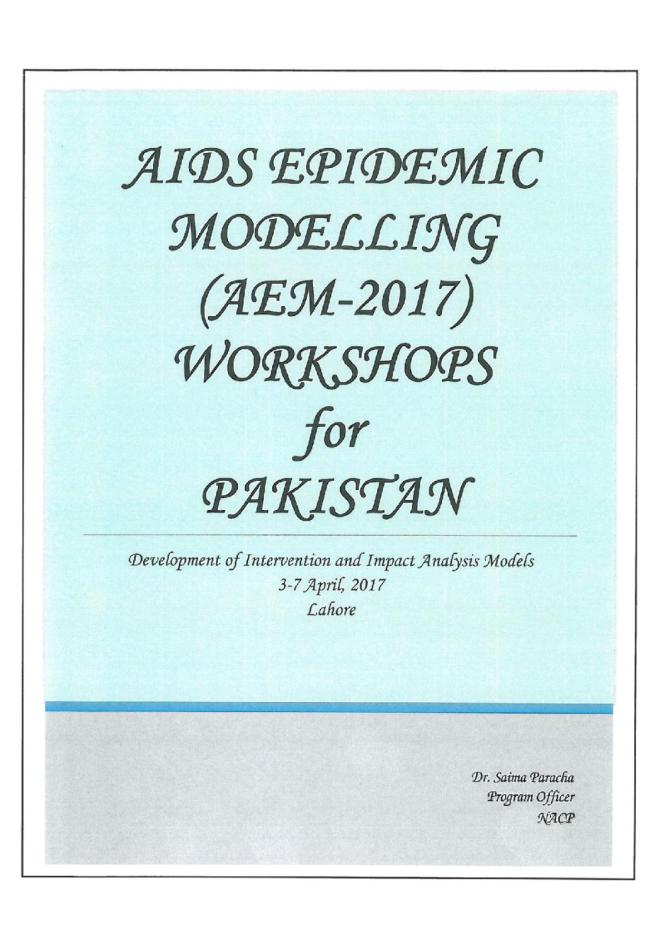 AIDS epidemic modelling (AEM-2017) workshop for Pakistan