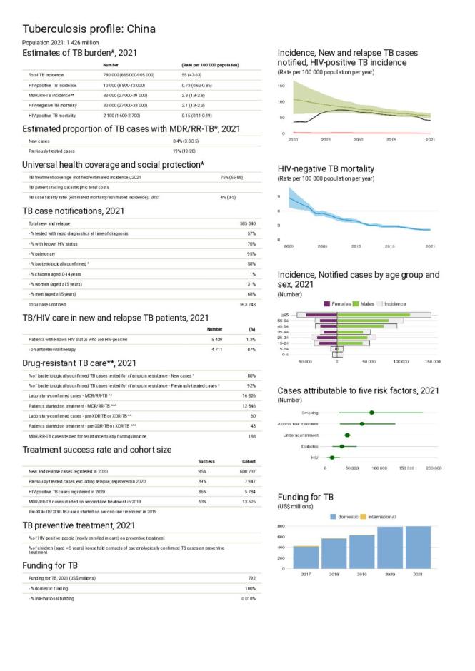 China Tuberculosis Country Profile 2022