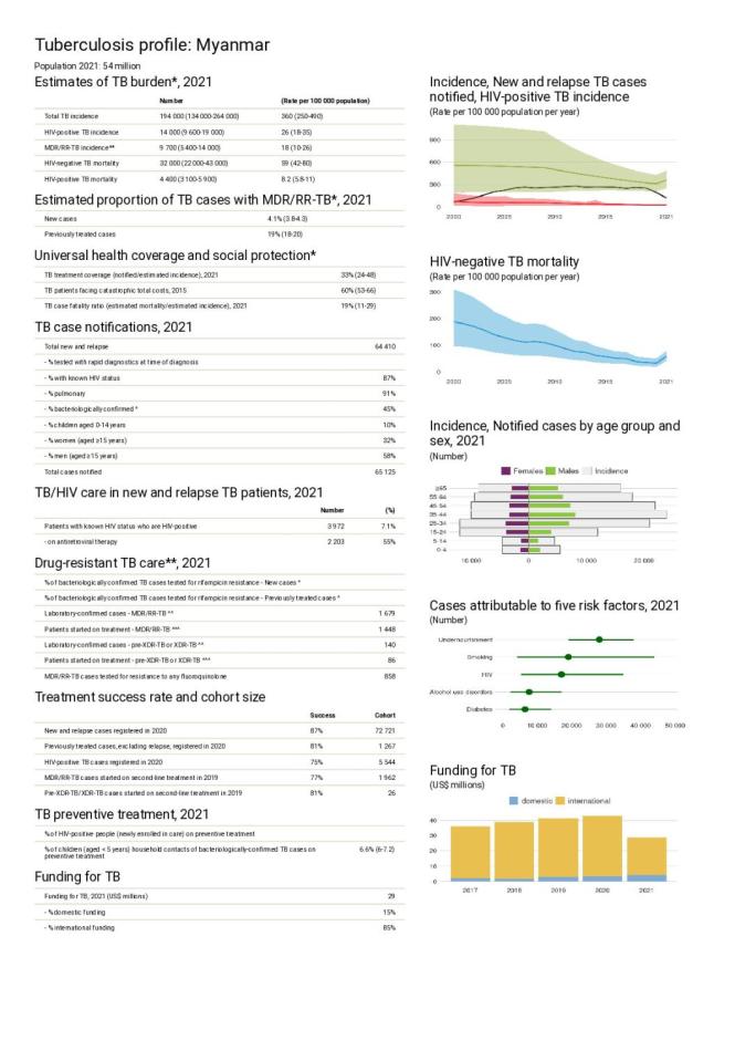 Myanmar Tuberculosis Country Profile 2022