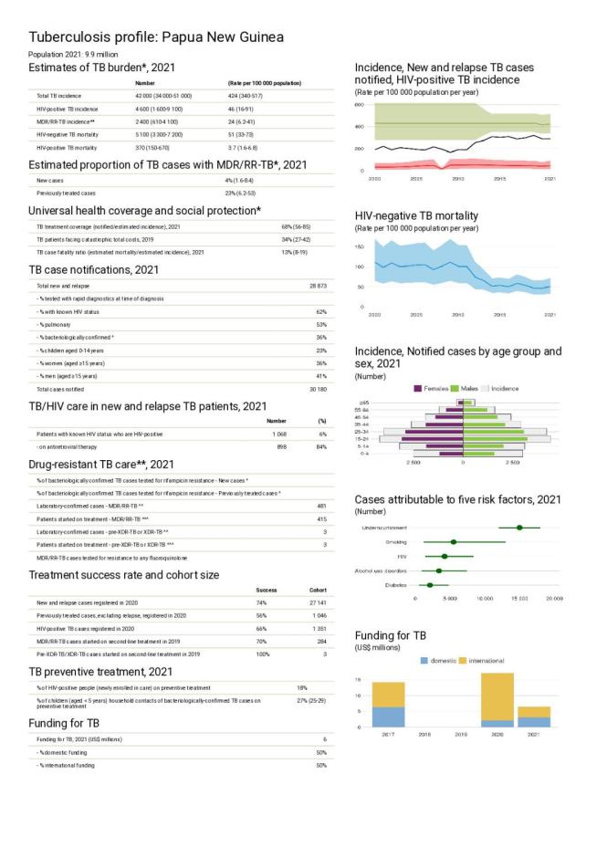 Papua New Guinea Tuberculosis Country Profile 2022