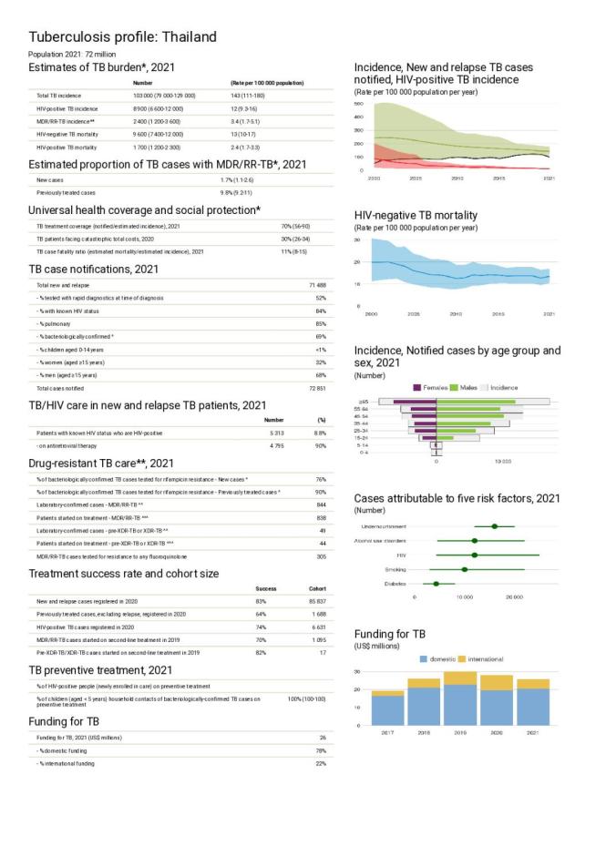 Thailand Tuberculosis Country Profile 2022